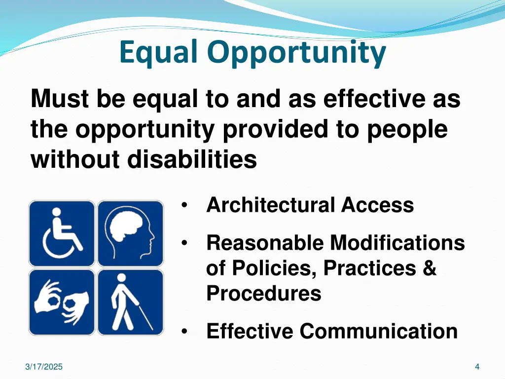 equal opportunity must be equal