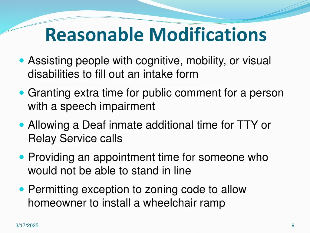 reasonable modifications