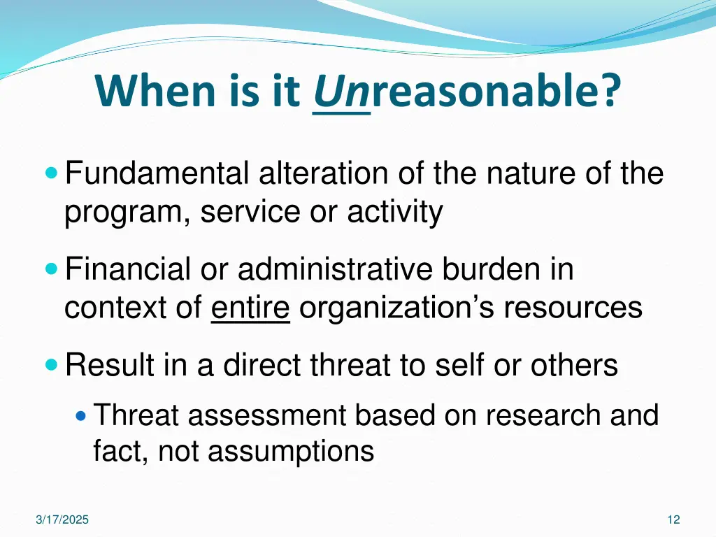 when is it un reasonable