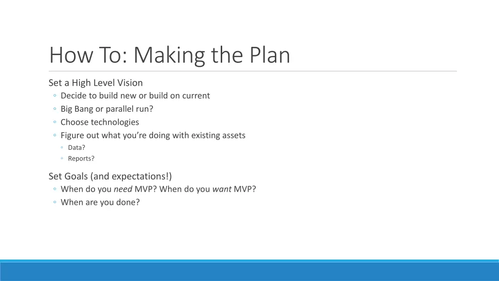 how to making the plan