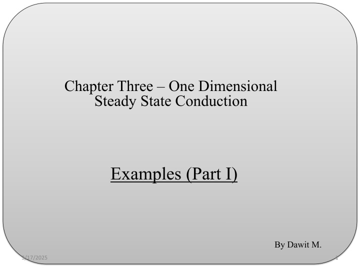 chapter three one dimensional steady state
