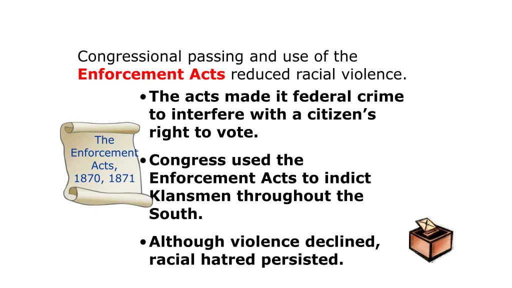 congressional passing and use of the enforcement