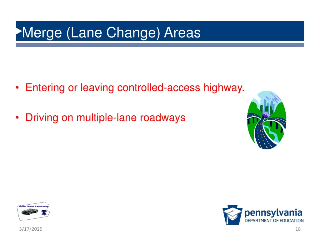 merge lane change areas