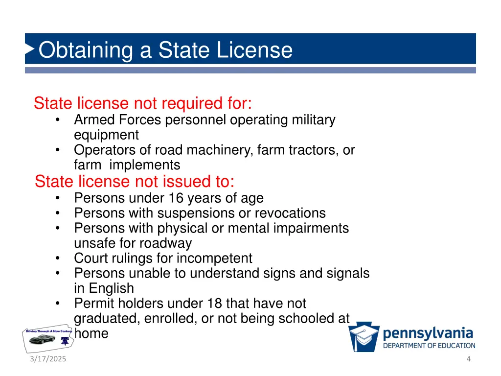 obtaining a state license 1