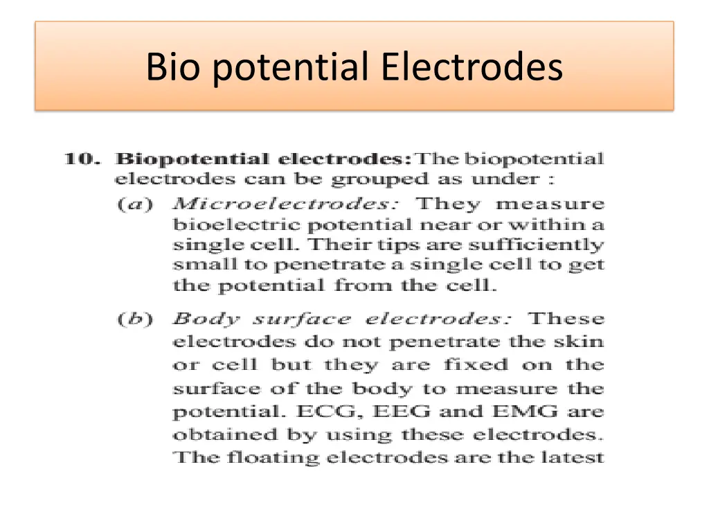 bio potential electrodes