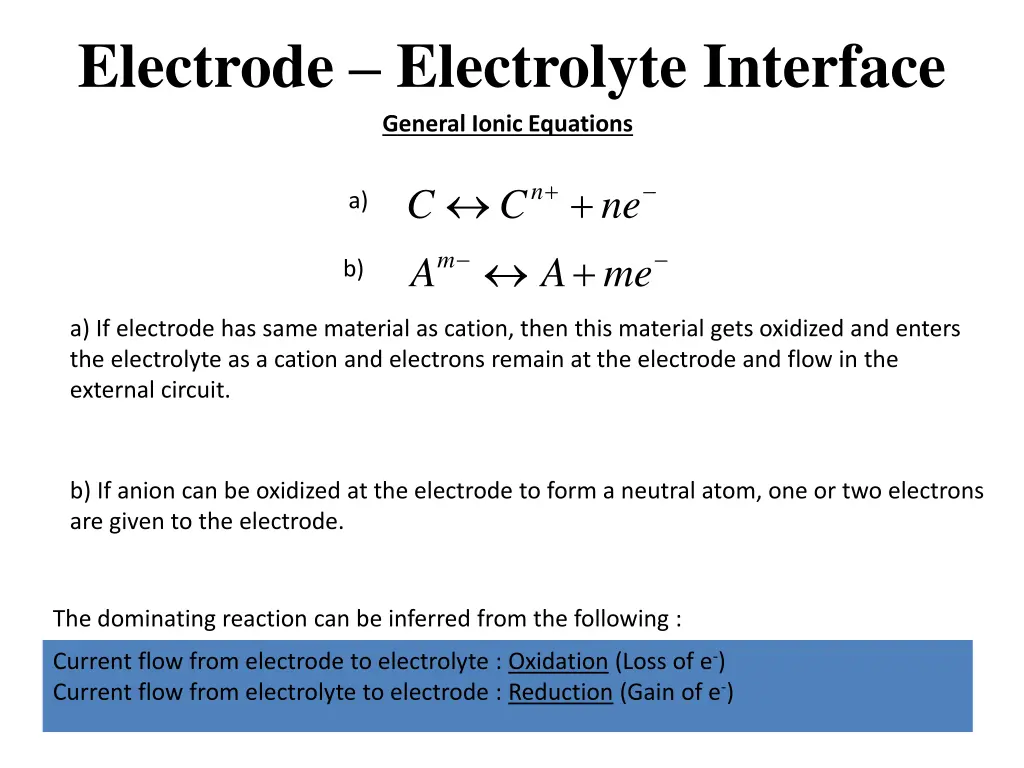 electrode electrolyte interface general ionic