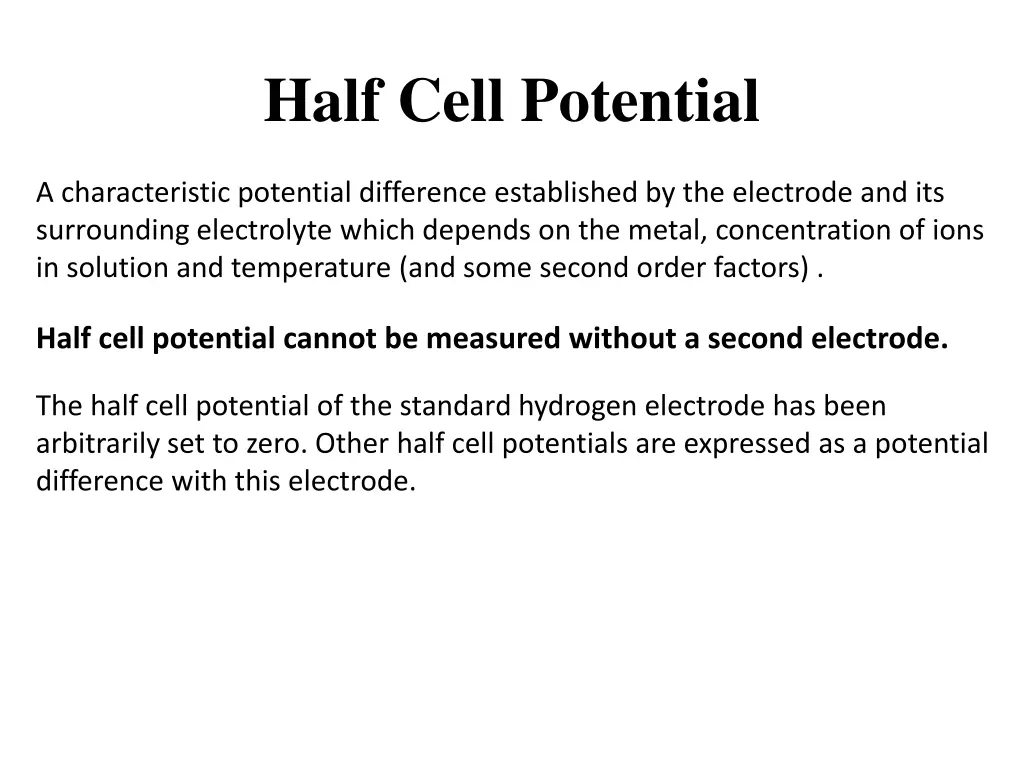 half cell potential