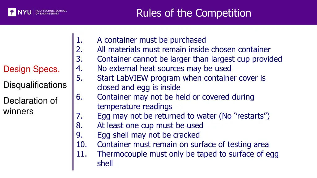rules of the competition