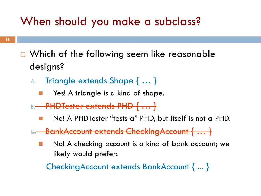 when should you make a subclass 2