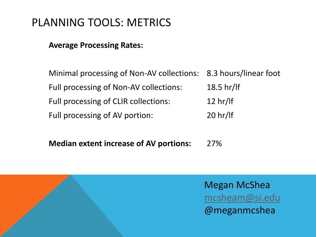 planning tools metrics