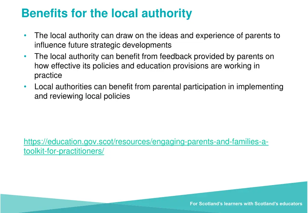 benefits for the local authority