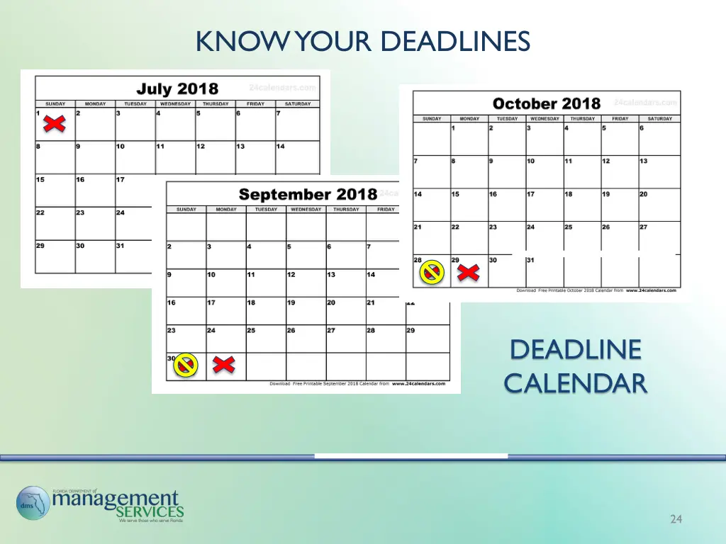 know your deadlines