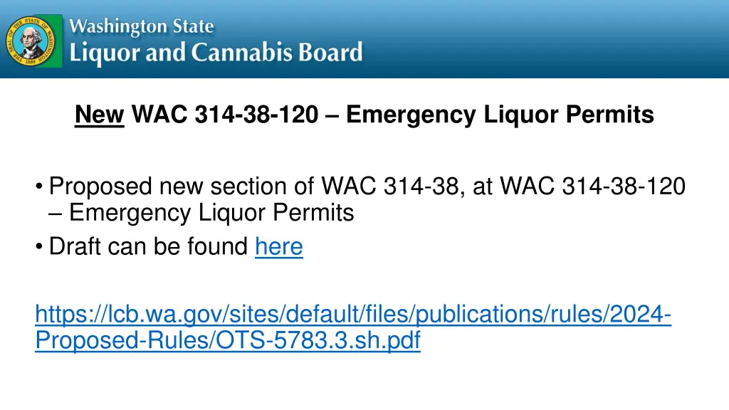 new wac 314 38 120 emergency liquor permits