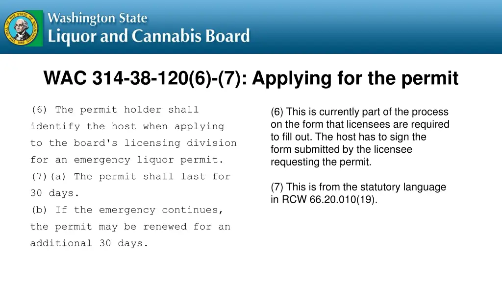 wac 314 38 120 6 7 applying for the permit