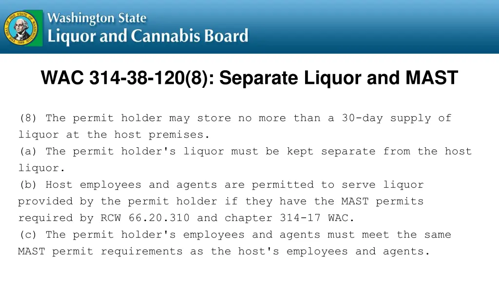 wac 314 38 120 8 separate liquor and mast