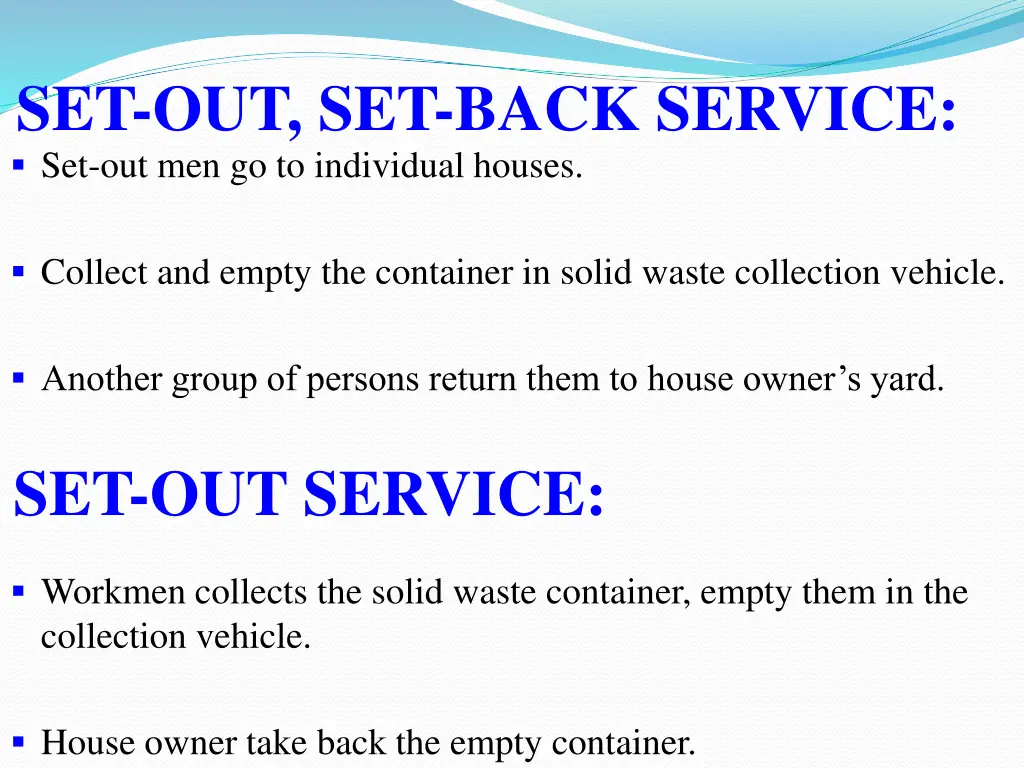 set out set back service