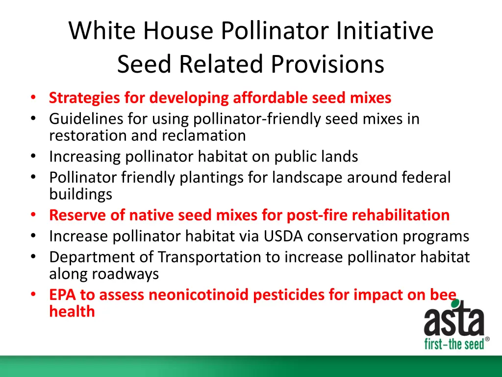 white house pollinator initiative seed related