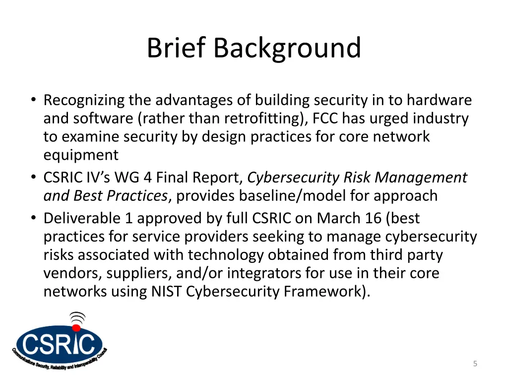 brief background