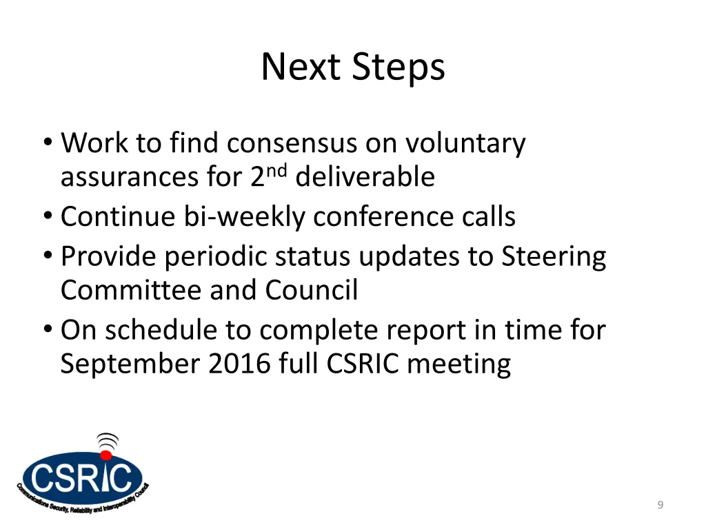 next steps