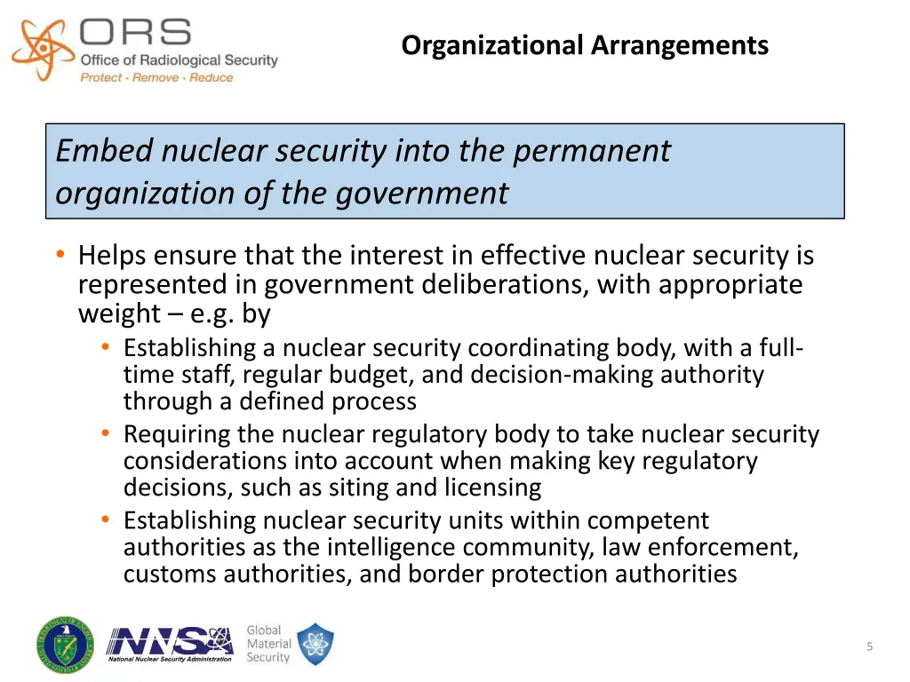 organizational arrangements