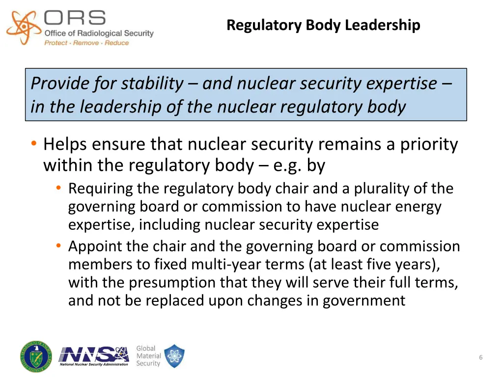 regulatory body leadership