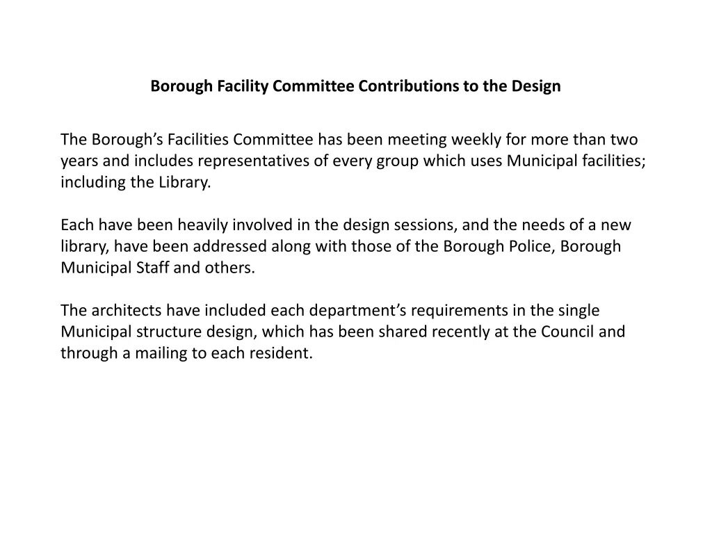 borough facility committee contributions