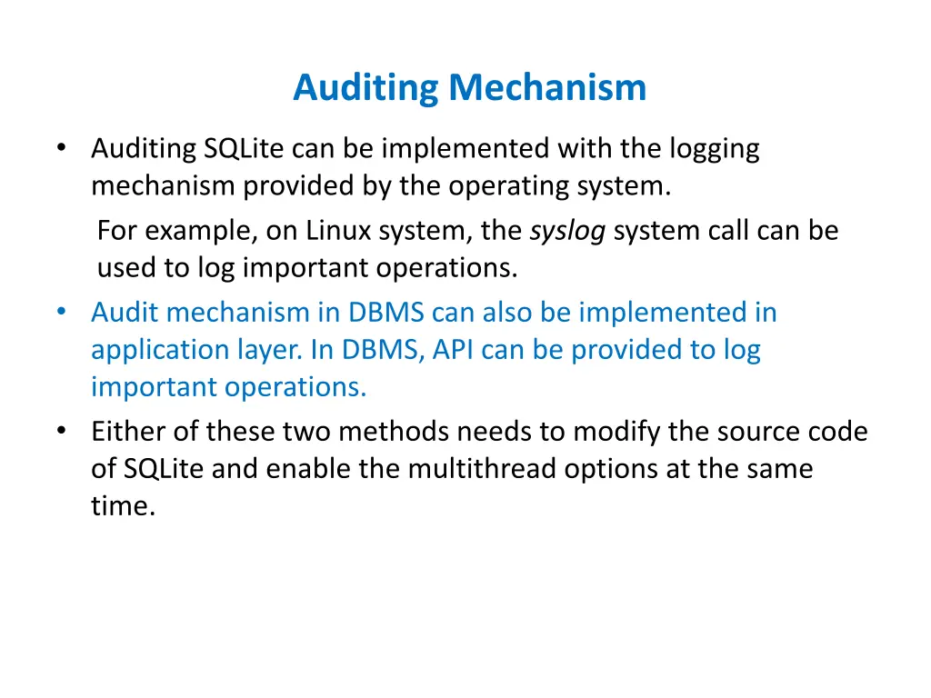 auditing mechanism