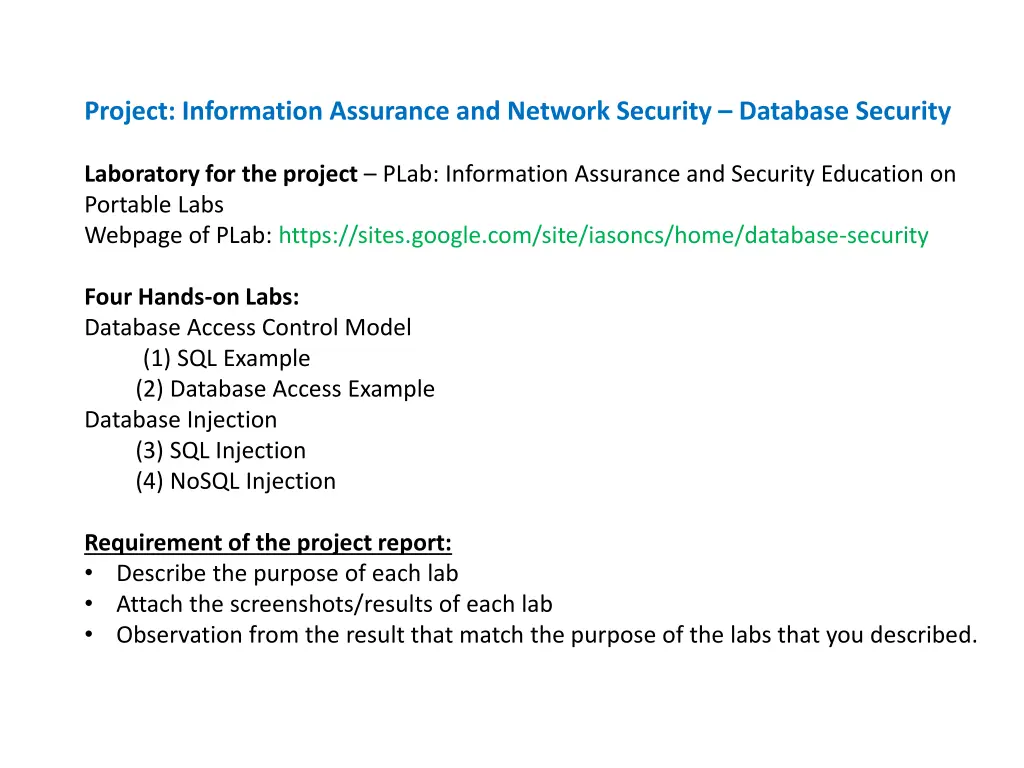 project information assurance and network