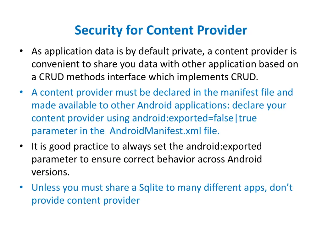 security for content provider