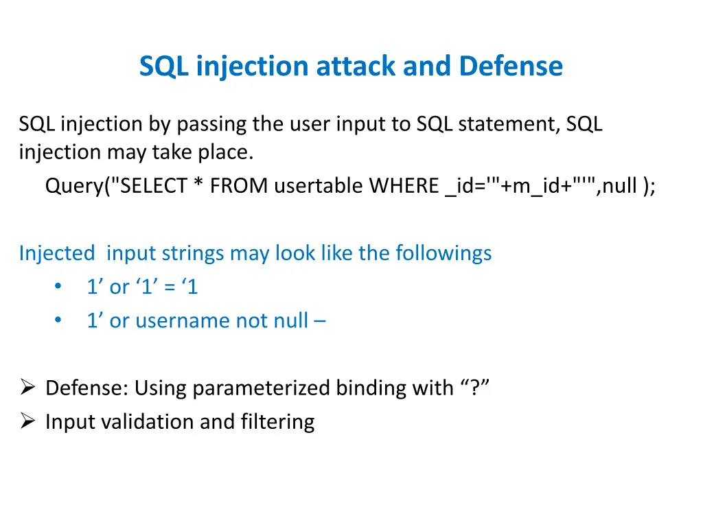 sql injection attack and defense
