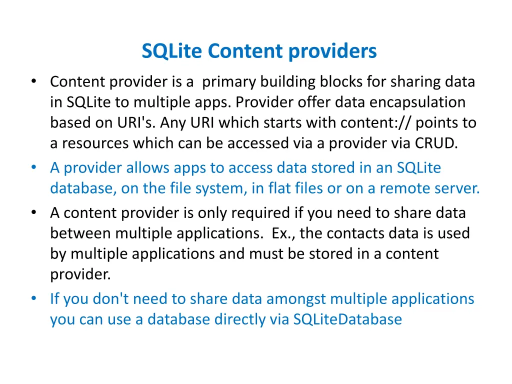 sqlite content providers content provider