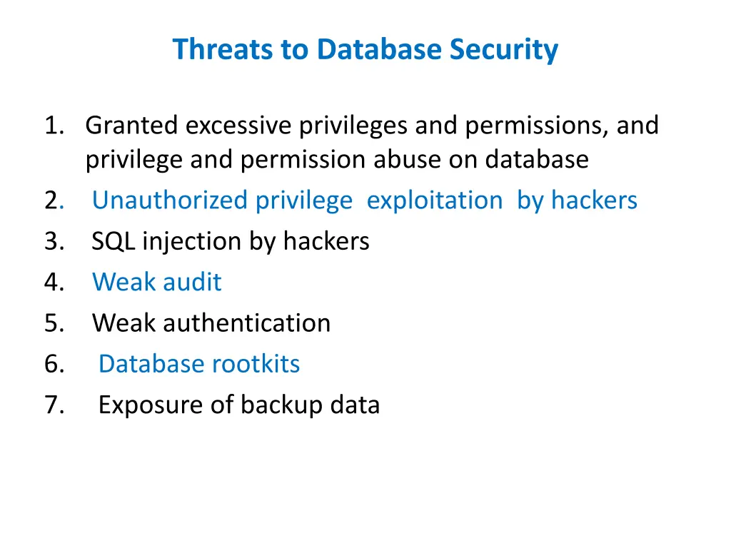 threats to database security
