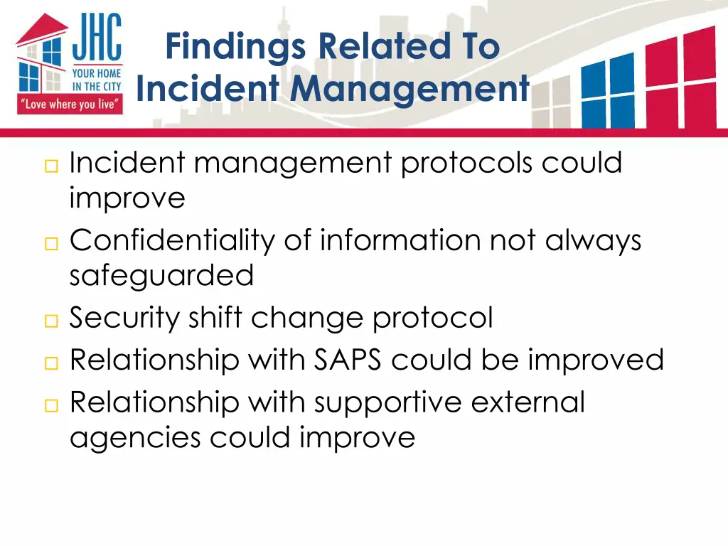 findings related to incident management