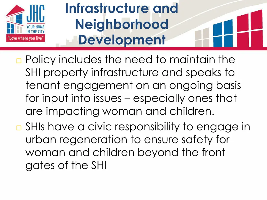 infrastructure and neighborhood development