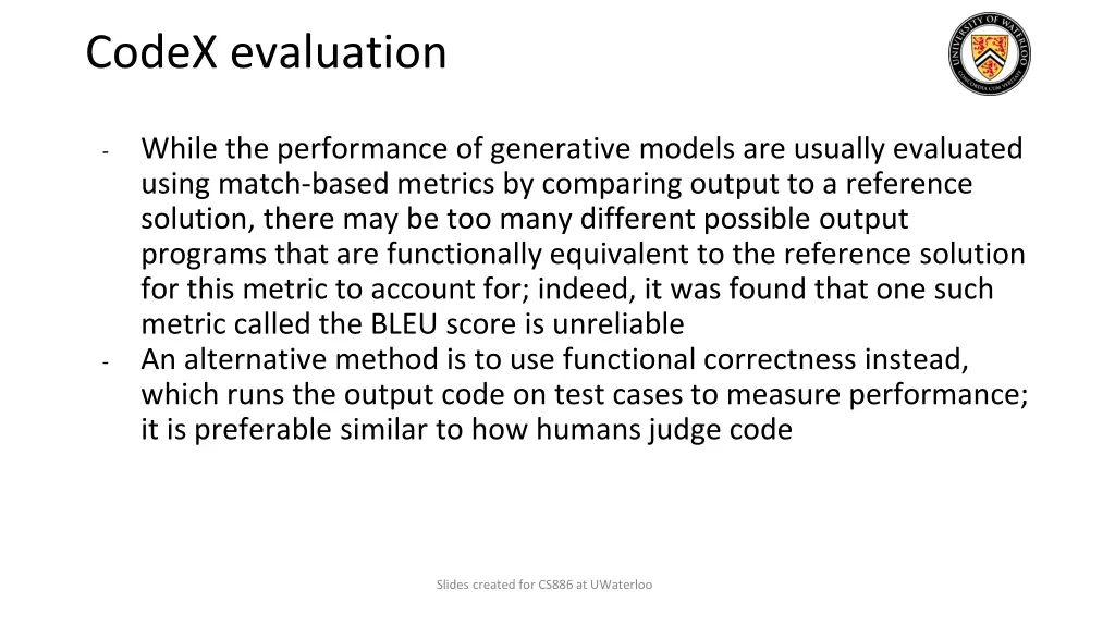 codex evaluation