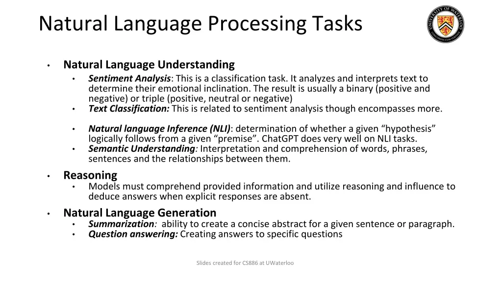natural language processing tasks