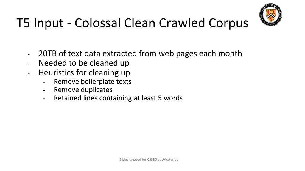 t5 input colossal clean crawled corpus