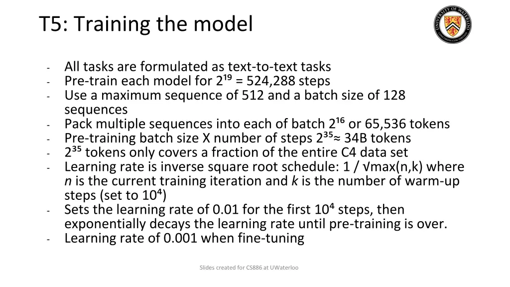 t5 training the model