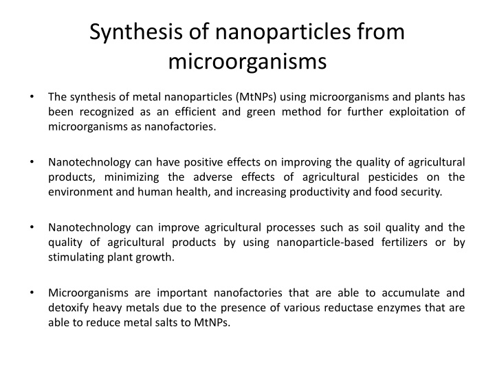 synthesis of nanoparticles from microorganisms