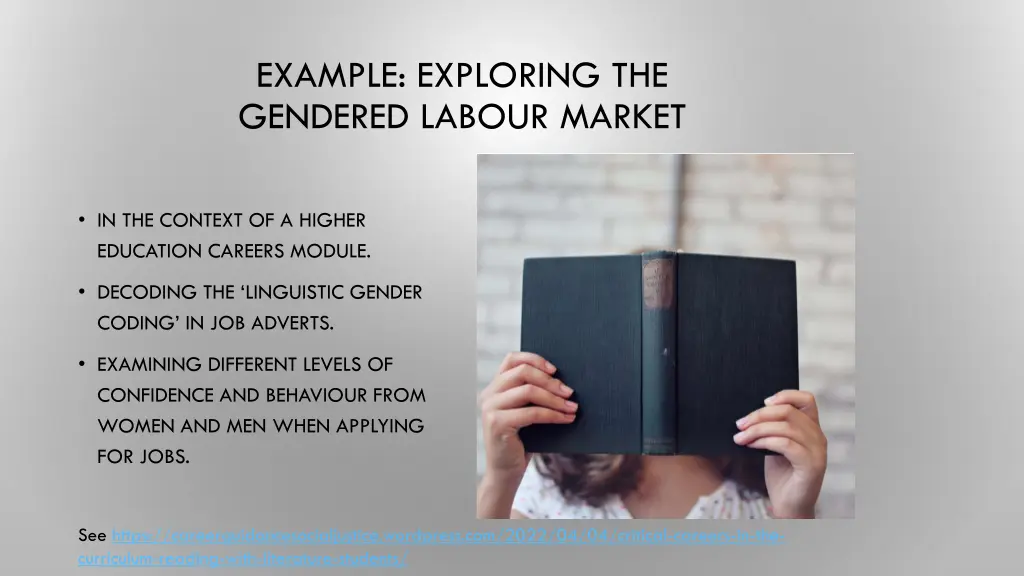 example exploring the gendered labour market