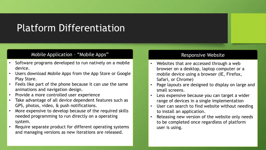 platform differentiation