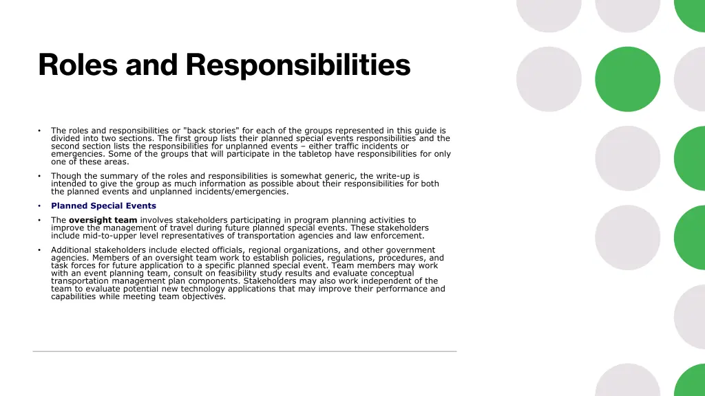 roles and responsibilities