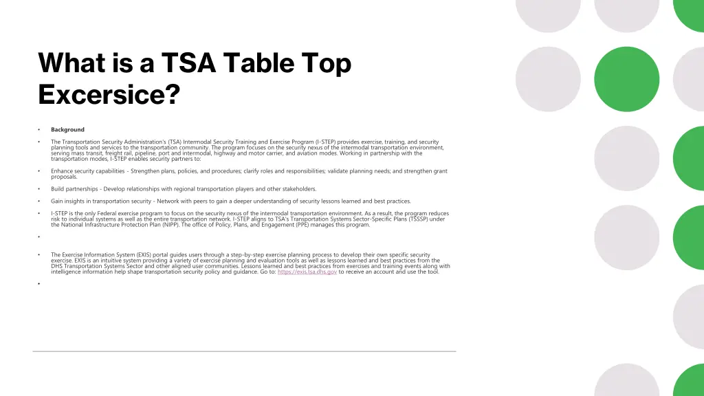 what is a tsa table top excersice