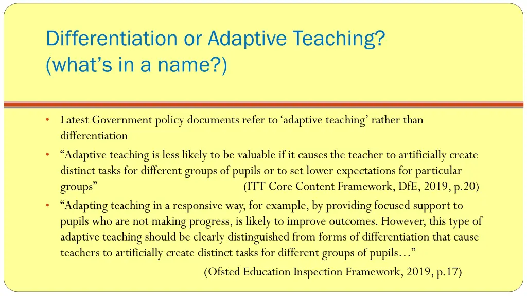 differentiation or adaptive teaching what