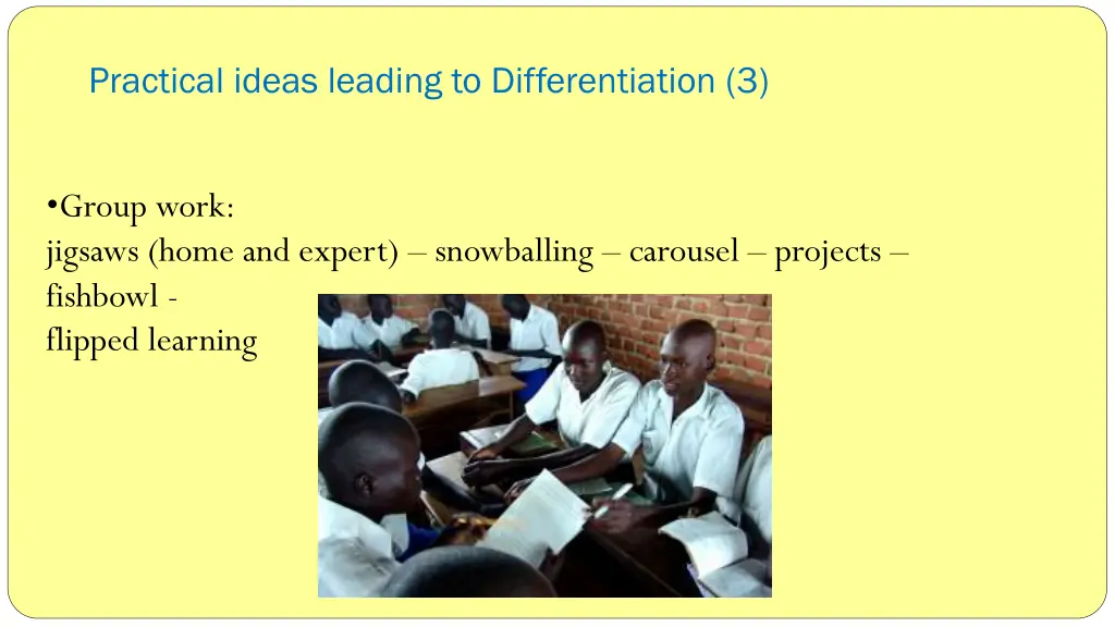 practical ideas leading to differentiation 3