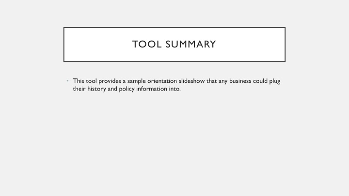 tool summary