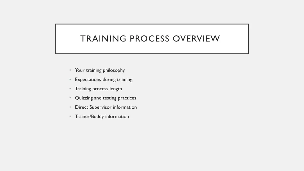 training process overview