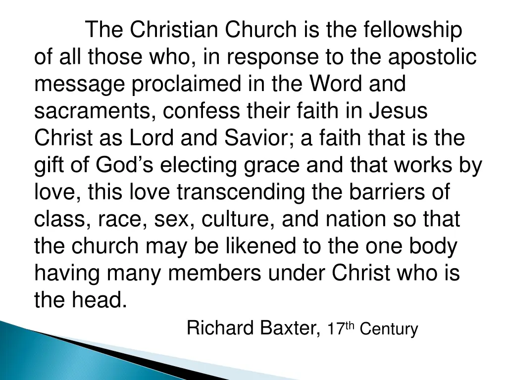 the christian church is the fellowship