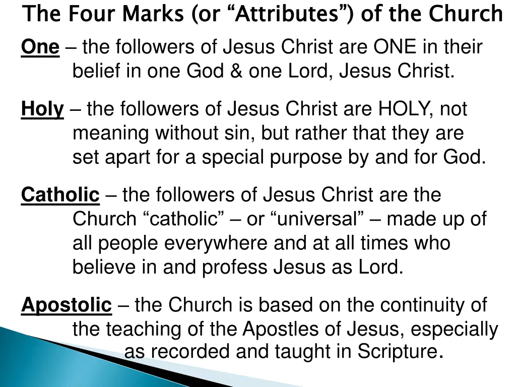 the four marks or attributes of the church