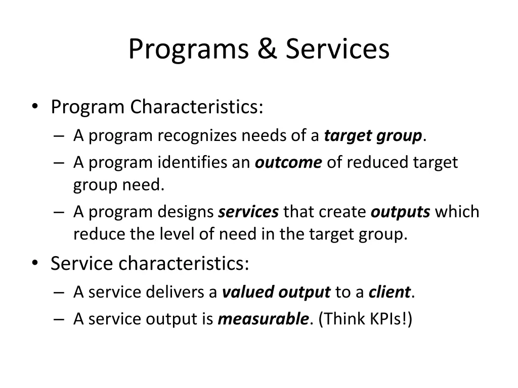 programs services